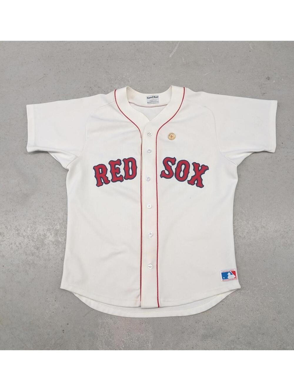 Vintage 80s Boston Red Sox Sand Knit MLB Baseball Jersey